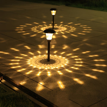 Conjunto de 10 Luces Solares Exteriores en Forma de Gota de Agua con LED - Iluminación para Caminos Impermeable IP44 para Jardines, Vistas y Áreas Paisajísticas - Decoración Ecológica del Paisaje con Brillo Amarillo Cálido, Iluminación para Senderos de J