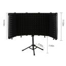 Escudo aislante para micrófono de estudio con trípode, espuma absorbente de alta densidad para filtrado vocal, escudo de sonido plegable para micrófono condensador, ideal para música, podcasts, canto y transmisiones, equipo de grabación | Diseño plegable
