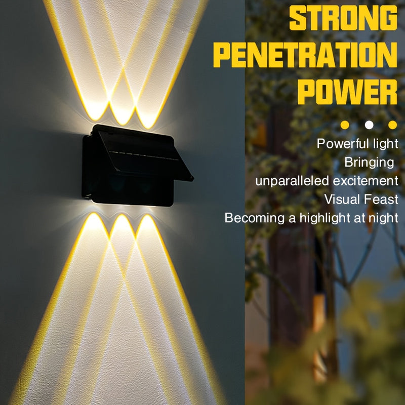 1/2 piezas de luz solar para pared extra grande con 6 cabezales, 1800 mAh, sensor de movimiento, lámpara decorativa para jardín, villa o camino, 3000K