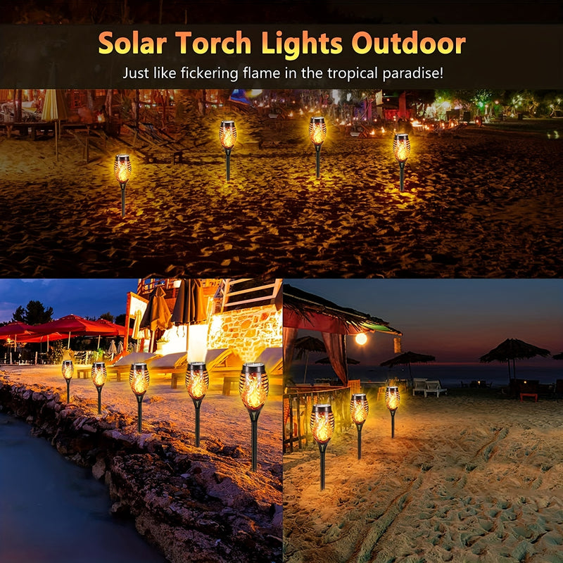 2/4 piezas de luces solares LED con efecto de llama, luces decorativas para exteriores, ideales para jardines, césped, caminos, fiestas, camping y festivales
