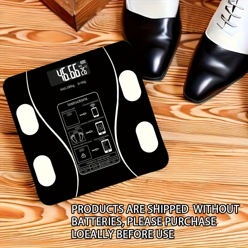 1pc Myvision Báscula Digital Inteligente para Baño, Negro, Inalámbrica, Pesaje de Precisión, Pantalla LCD, Plástico, Alimentada por Batería AAA, No Recargable, con Batería AAA, para Uso Doméstico y Comercial