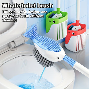 Escobilla de Inodoro con Forma de Ballena Caprichosa con Dispensador de Jabón - Montada en la Pared, Accesorio de Baño de Fácil Limpieza