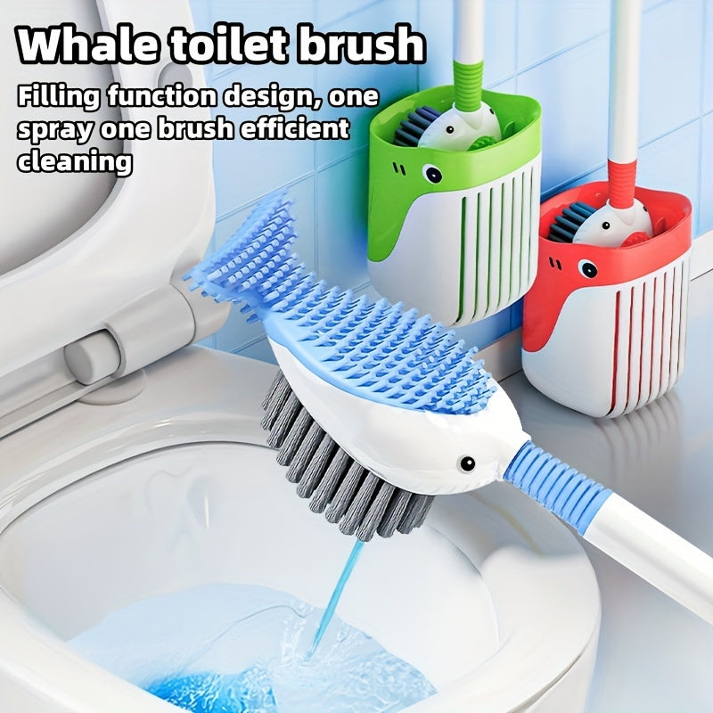 Escobilla de Inodoro con Forma de Ballena Caprichosa con Dispensador de Jabón - Montada en la Pared, Accesorio de Baño de Fácil Limpieza