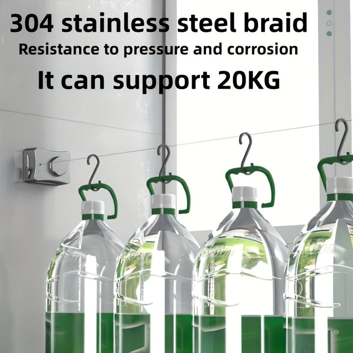 1 Tendedero De Acero Inoxidable 304, Cuerda De Lavandería Retráctil De 5,1 Metros, Cuerda De Secado Invisible Para Interiores, Habitación De Alquiler, Balcón, Toalla Para Secar Ropa, Edredón, Línea De Secado De Ropa, 5,1 M/200,8 Pulgadas