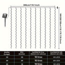 Luces solares para cortinas de 200/300 LED, 8 modos de iluminación, decoración de alambre de cobre para Navidad, bodas, hogar y jardín, exterior 298.7 cm x 298.7 cm