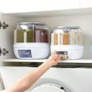 1 Unidad Contenedor Giratorio Hermético con Ventana Transparente y Asa Ergonómica para Almacenar Granos – Organizador de Cocina Ahorrador de Espacio para Arroz, Frijoles, Harina – Plástico Duradero, Solo Lavado a Mano