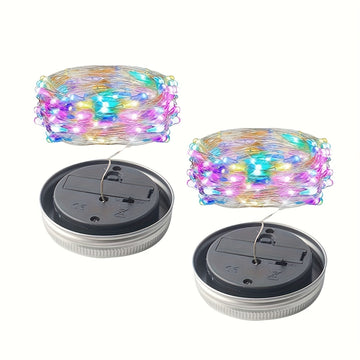 4/6pcs Luces de Hadas LED con Energía Solar, Luces de Cadena con Ganchos para Tapa de Tarro Mason - Ideales para Decoraciones Interiores y Exteriores, Navidad, Fiestas y Ambiente de Fiesta - Batería de Níquel Recargable, No Necesita Control Remoto, Luces