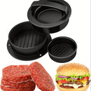 1pc Molde de prensa para hamburguesas 3 en 1 antiadherente de ABS - Juego seguro para el contacto con alimentos, carne, ternera y verduras para hamburguesas, empanadas y barbacoa - Herramientas y accesorios para asar en la cocina