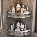 Organizador de aluminio para esquina de ducha, sin taladro, con ventosas y diseño de 2 niveles, ideal para baño, sostiene artículos de tocador y toallas