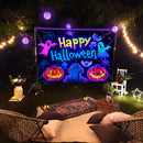 Tapiz Fluorescente Grande de Calabaza y Fantasma de Halloween - Decoración Exterior Reactiva a UV, Fondo de Fiesta Fácil de Colgar, Regalo Festivo Perfecto