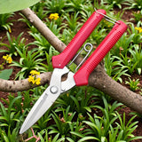 Tijeras de jardín de acero inoxidable - Diseño ergonómico, adecuadas para poda de macetas/florales, cuchillas dobles afiladas, no requiere batería, agarre cómodo antideslizante, fácil de usar sin esfuerzo con 1 piedra de afilado gratuita.