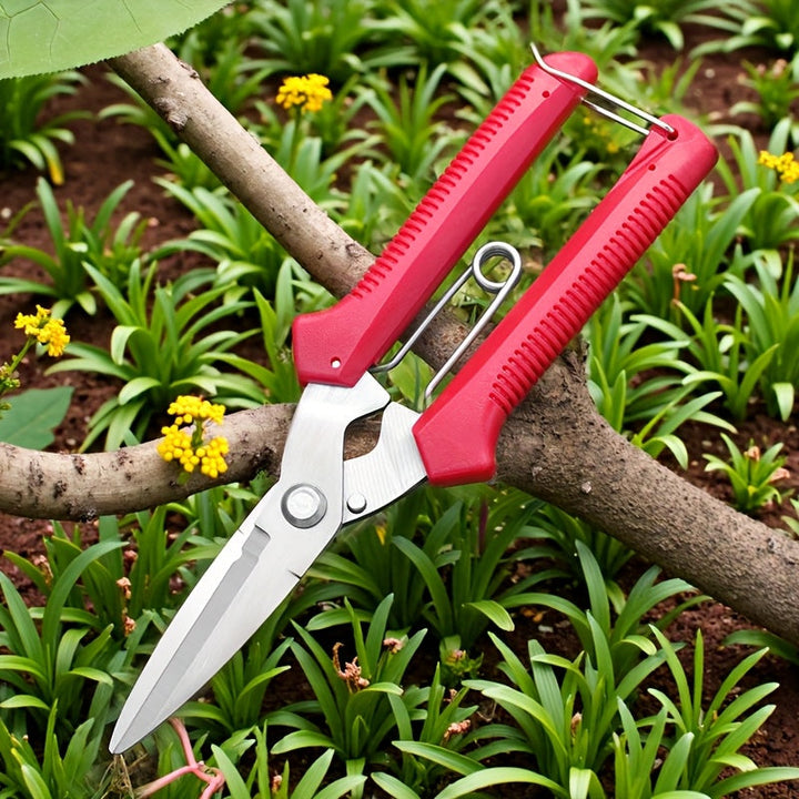 Tijeras de jardín de acero inoxidable - Diseño ergonómico, adecuadas para poda de macetas/florales, cuchillas dobles afiladas, no requiere batería, agarre cómodo antideslizante, fácil de usar sin esfuerzo con 1 piedra de afilado gratuita.