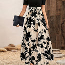 Vestido Elegante con Estampado Floral y Cinturón - Cuello Redondo, Manga Corta, Diseño en A para Mujer - Perfecto para Primavera y Verano
