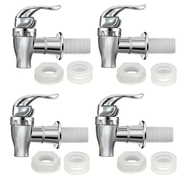 Grifo De 4 Piezas Para Dispensador De Bebidas, Dispensador De Bebidas Grifo A Granel Estilo De Empuje Grifo Enfriador De Agua Reemplazo De Grifo Palanca De Plástico Dispensador De Agua Grifo Para Cubos De 7.57-18.93 L
