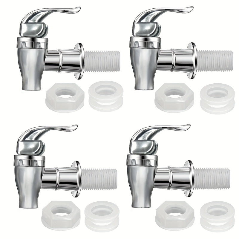 Grifo De 4 Piezas Para Dispensador De Bebidas, Dispensador De Bebidas Grifo A Granel Estilo De Empuje Grifo Enfriador De Agua Reemplazo De Grifo Palanca De Plástico Dispensador De Agua Grifo Para Cubos De 7.57-18.93 L