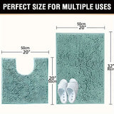 2pcs Alfombra de Baño de Chenilla, Alfombra de Baño Rectangular en Forma de U, Alfombra de Peluche Esponjosa para Baño, Absorbente y Antideslizante, Decoración de Baño