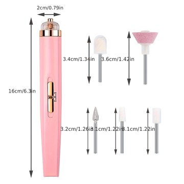 Plumero Eléctrico de Uñas 5-en-1 - Recargable por USB, Bajo Ruido, Kit Profesional de Manicura y Pedicura para Manos, Pies y Uñas
