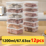 12 Piezas de Bento Box 1200ml, Material PP, Recipiente Hermético Reutilizable para Alimentos Multiusos - Carne, Frutas, Verduras, Organizador de Cocina y Despensa, Apto para Microondas, Contenedores para Viaje y Conservación Fresca