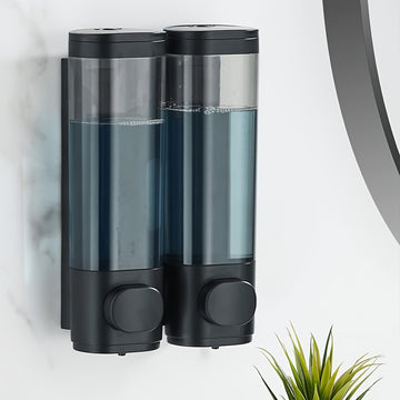 Dispensador de jabón de pared, diseño con cámara transparente de 300ml, accionamiento manual, ideal para baño y ducha, uso en hogares, hoteles, apartamentos y restaurantes