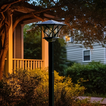 Lámparas solares para jardín de 1.7 m, negras, con paneles de vidrio transparente, plástico duradero y batería de níquel, ideales para césped, caminos y decoración de festivales, iluminación exterior | Luz exterior moderna | Plástico resistente