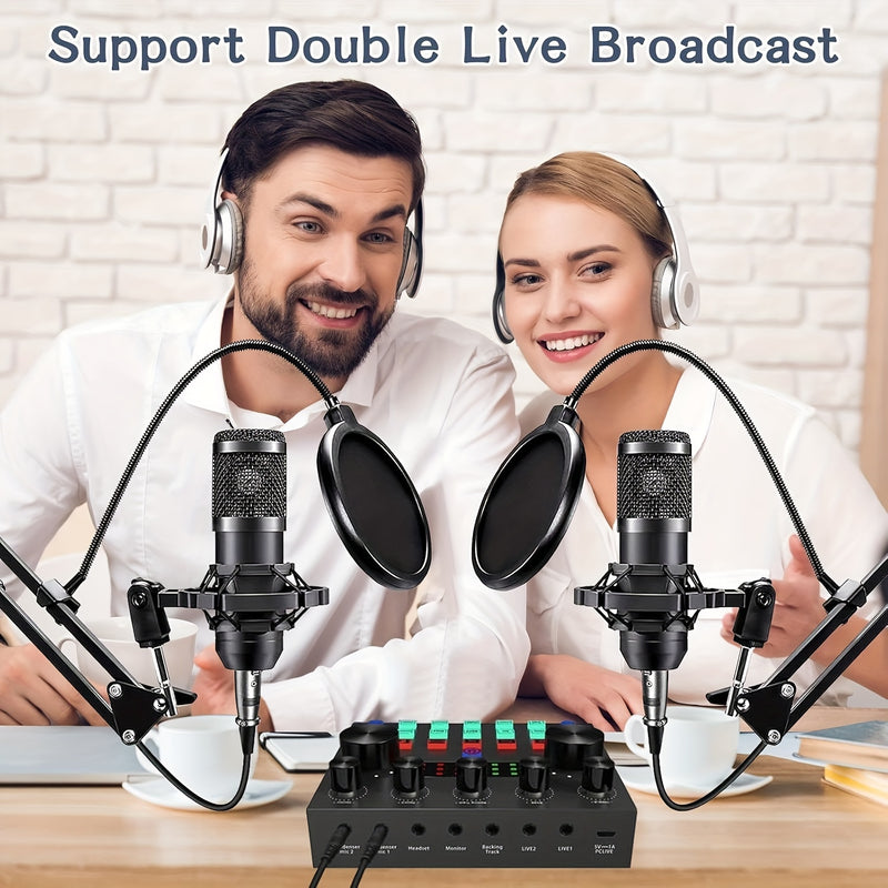Kit de Interfaz de Audio NXG - Tarjeta de sonido profesional todo en uno con micrófono condensador, batería recargable, control de volumen y soporte: ideal para grabación de alta calidad, transmisión en vivo, streaming, juegos y karaoke