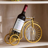 Soporte para Copas de Vino en Forma de Bicicleta de Hierro - Estante para Vinos al Revés con Acabado Dorado, Decoración Europea para Cocina y Comedor, Adorno Creativo para Armario de Vinos, Regalos para Amantes del Vino