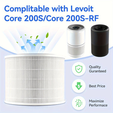 Filtro de Repuesto para Purificador de Aire Inteligente WiFi Levoit Core 200S - True HEPA H13, Filtración de 3 Etapas para una Mejora de la Calidad del Aire Interior, Blanco
