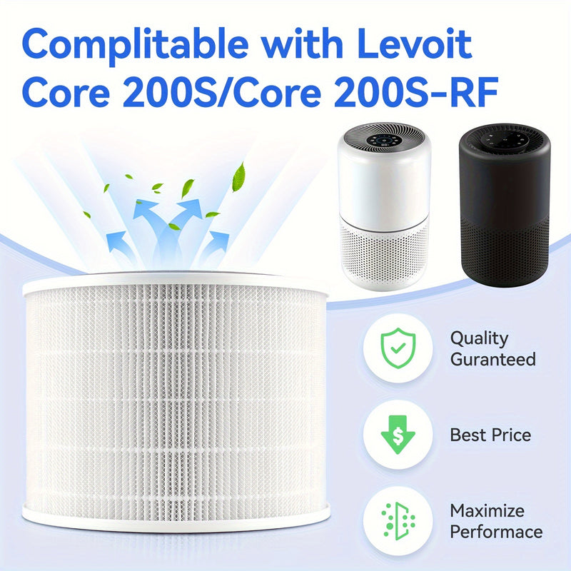 Filtro de Repuesto para Purificador de Aire Inteligente WiFi Levoit Core 200S - True HEPA H13, Filtración de 3 Etapas para una Mejora de la Calidad del Aire Interior, Blanco