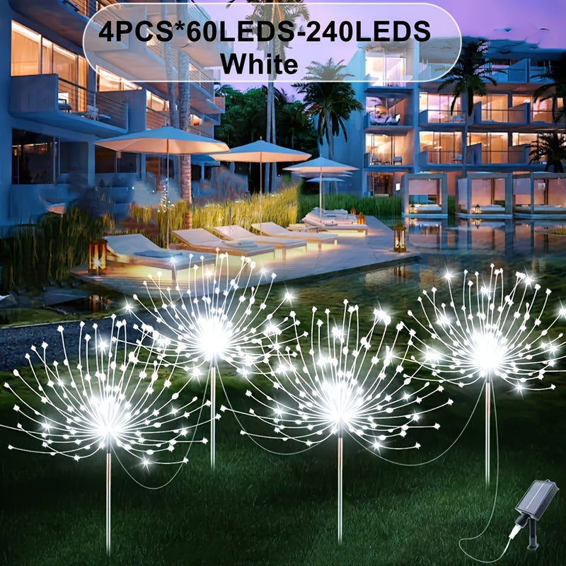 Conjunto de 4 Luces Solares para Jardín Exterior, Lámpara de Medusa con 8 Modos de Iluminación, Regalos de Decoración para Ramadán y San Valentín, Luz LED de Ambiente Romántico, Adecuada para Fiestas al Aire Libre, Bodas, Camping, Cafeterías, Luz Exterio