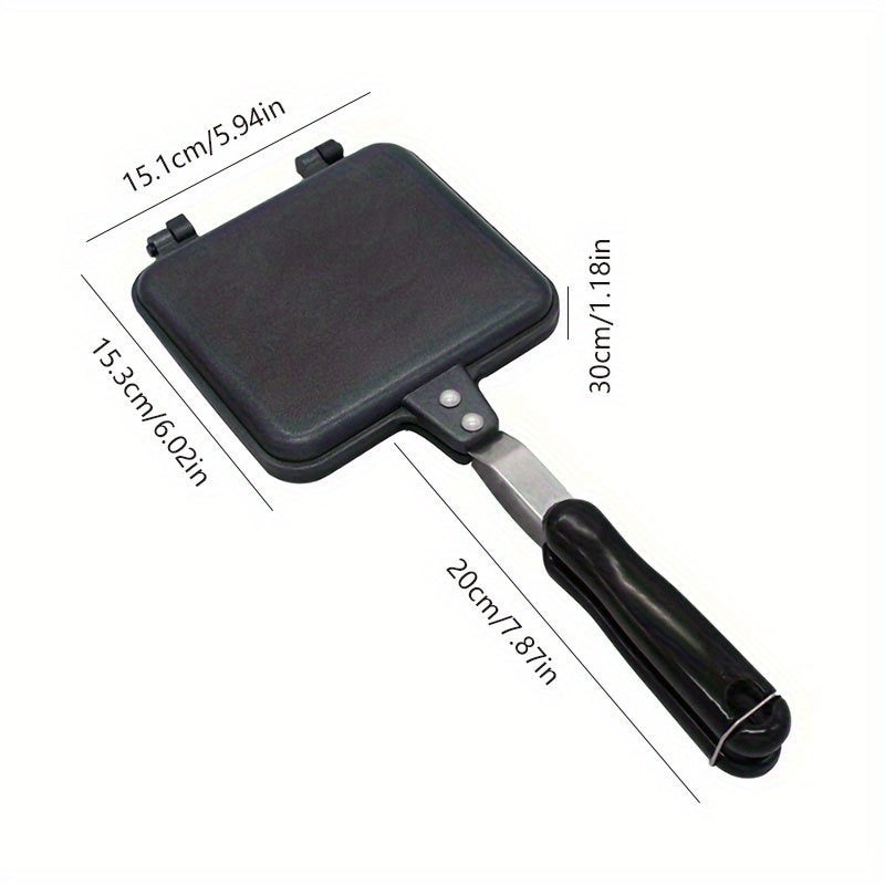 Fabricante de sándwiches portátil antiadherente - Sartén de doble cara para uso interior y exterior, no necesita electricidad, diseño compacto para camping, cocina en casa y pícnic, esenciales para pícnic, cocina versátil, superficie fácil de limpiar
