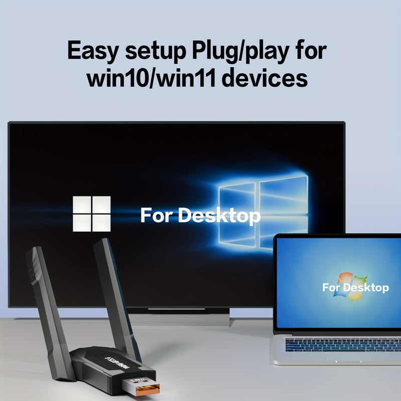 Adaptador sin varillas Mini para PC de Escritorio, Adaptador WiFi USB 900Mbps con Antena Dual Band de Alta Ganancia Integrada, Compatible con Windows 7/8/10/11 y Portátiles – ¡Activa tu Computadora en Segundos y Crea un Punto Acceso Móvil!
