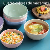 Paquete de 4 tazones de plástico para macarons, redondos, sin plomo, a prueba de caídas, con superficie antiadherente, ideales para avena, ensaladas, pasta, sopas y platos de arroz - Opciones de 1/4/6 piezas