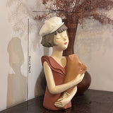 Elegante estatua de niña globo de resina con tallo floral - Decoración romántica para salón, estantería de TV o mostrador | Ideal para el Día de San Valentín, el Día de la Madre y las celebraciones de Navidad