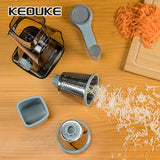 KEOUKE Rallador multiusos para queso y verduras con recipiente - Plástico duradero, superficie de rallado afilada, ideal para uso en cocina, ralla el queso perfectamente para desayuno, brunch y más.