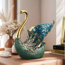 Elegante soporte de vino de cisne inspirado en Europa - Hecho de resina con detalles dorados, filas de exhibición para botellas de vino y vasos, perfecto para decorar el salón de la casa, decoración de vino.