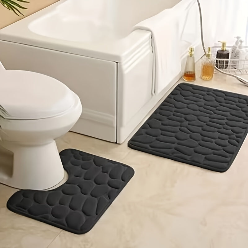 Juego de 2 tapetes de baño de lujo con memoria viscoelástica, superabsorbentes y antideslizantes, suaves y cómodos, accesorios para bañera y ducha, set de decoración para baño