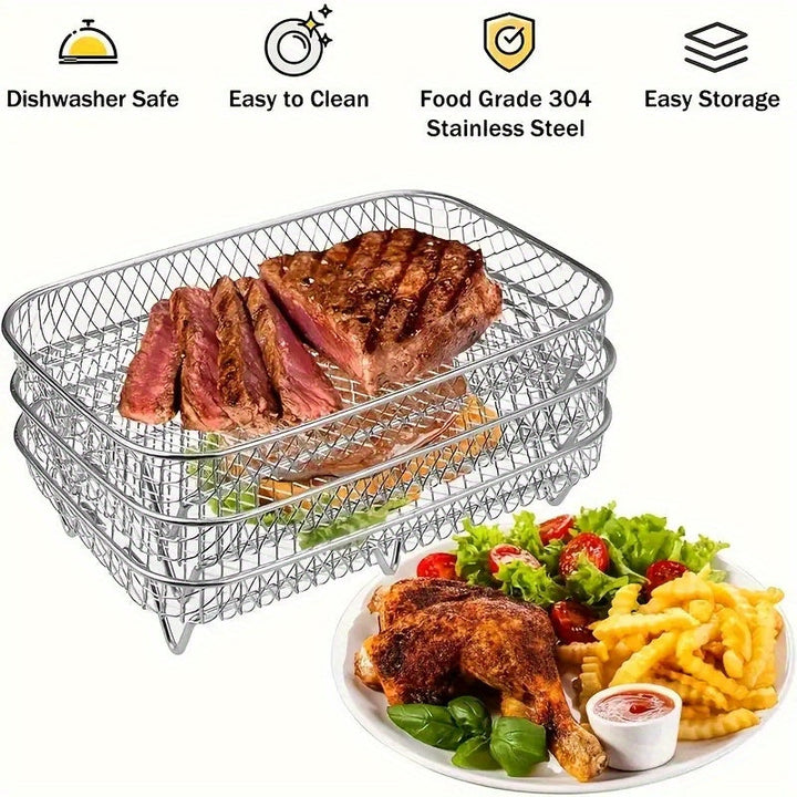 Soporte Rectangular Multifuncional, Estante Apilable para Microondas, Herramienta de Cocina Segura para Contacto con Alimentos, Compatible con la Mayoría de las Freidoras de Aire, Práctico para Cocinar