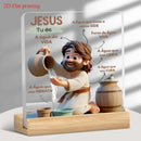 Decoración Acrílica 2D de Jesús Derramando el Agua de la Vida - Un Regalo Espiritual para Fiestas Cristianas y Hogar u Oficina, Estilo Plano