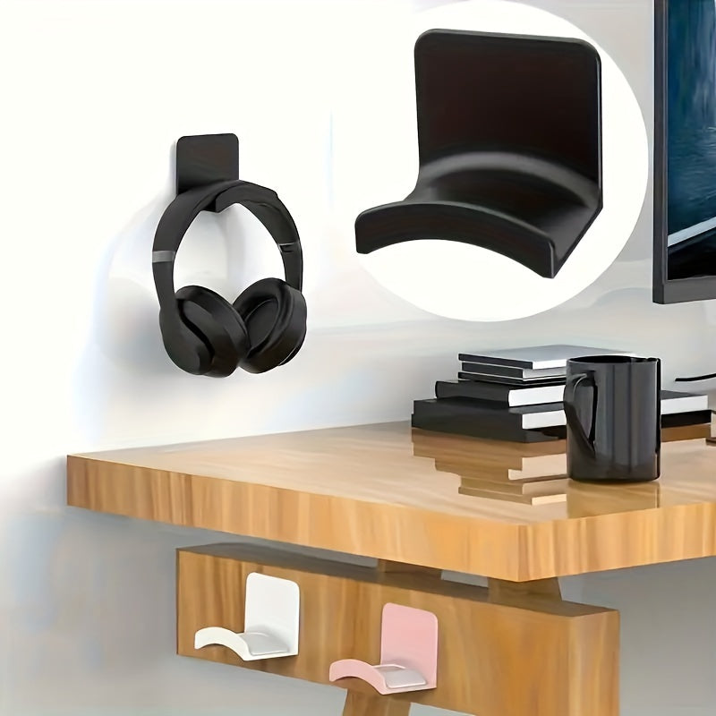 Soporte para audífonos de pared fácil de instalar sin taladro - Gancho de almacenamiento de plástico impermeable para auriculares, ideal para organizar el dormitorio, baño, oficina y residencia estudiantil, ganchos utilitarios