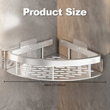 Organizador de Baño de Aluminio Espacial Plateado Glacier - Estante de Esquina para Ducha para Almacenamiento de Champú, Jabón y Cosméticos