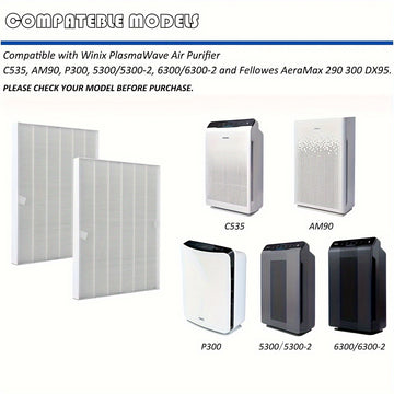 Paquete De 2 Piezas, Filtros Hepa Verdaderos Purificadores De Aire Winix Plasmawave C535, Am90, P300, 5300/5300-2, 6300/6300-2, Compatible Con Winix Plasmawave C535, Am90, P300, 5300/5300-2, 6300/6300-2 Purificadores De Aire