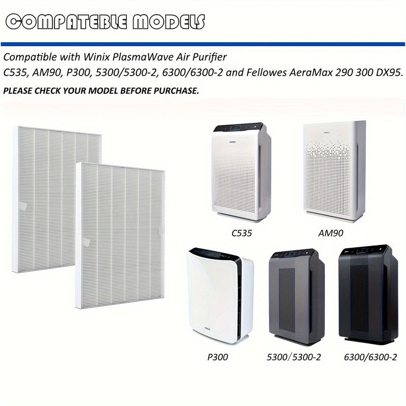 Paquete De 2 Piezas, Filtros Hepa Verdaderos Purificadores De Aire Winix Plasmawave C535, Am90, P300, 5300/5300-2, 6300/6300-2, Compatible Con Winix Plasmawave C535, Am90, P300, 5300/5300-2, 6300/6300-2 Purificadores De Aire