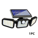 Lámparas solares para exteriores con 3 cabezales, luces solares para jardín y pared, 3 modos de iluminación con sensor de movimiento, ideales para patios, estadios, parques, hoteles, jardines, garajes, terrazas y pasillos