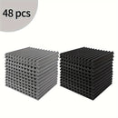 48pcs Paneles de Espuma Acústica, Cuñas de Aislamiento Acústico para Estudio, Relleno Antifuego y Aislante de Sonido, Cuñas de 1"×12"×12" Tratamiento de Absorción con Esponja de Espuma Acústica, Ideal para Dormitorio, Estudio y Oficina, Negro y Gris