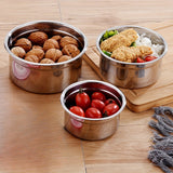 Juego de 3 Recipientes para Alimentos de Acero Inoxidable, Tazón Hermético con Tapa, Caja Redonda para Preparación de Comidas, Contenedor Sellado para Horno y Congelador, Reutilizable, Ideal para Loncheras y Meriendas en Casa
