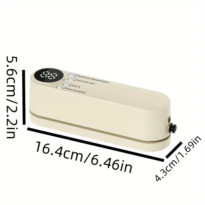 1 pieza de sellador de vacío portátil recargable por USB - Sellador de alimentos automático multifuncional con sistema de sellado de snacks, función de succión externa e inflado, ideal para cocina y picnic al aire libre.
