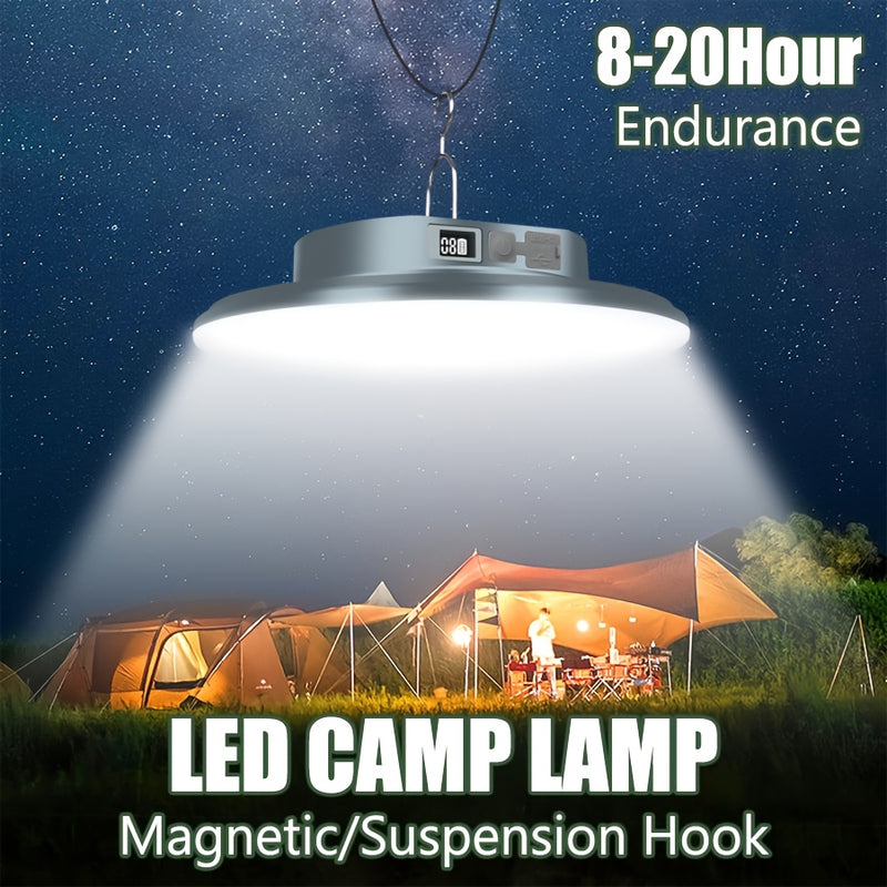 1pc Lámpara LED Portátil Multifuncional con Base Magnética y Gancho Rápido, 8-20H de Duración, 4 Modos de Iluminación, Recargable USB Tipo-C, Luz Cálida Ajustable para Exteriores, Camping, Mochilero, Construcción Robusta, Ideal para Entusiastas del Aire