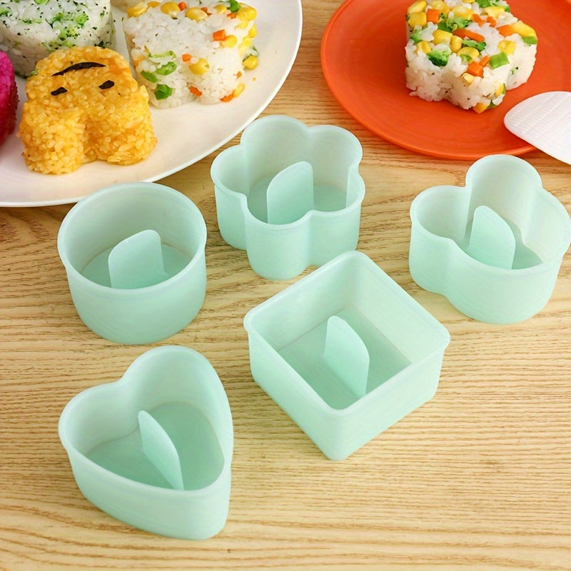 5piezas Molde de Arroz Creativo Conjunto de Moldes de Arroz para Hacer Sushi DIY Herramienta de Horneado Molde de Estampado Material PP Sin Carga de Varillas de Magnesio Sin BPAPP Herramientas de Estampado para Hacer Comida