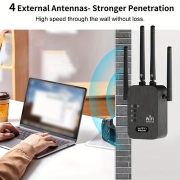 Amplificador de Señal WiFi para Hogar, Extensor WiFi con Alcance Largo hasta 12880 Pies Cuadrados y 105 Dispositivos, Repetidor WiFi con Puerto Ethernet, Amplificador de Internet