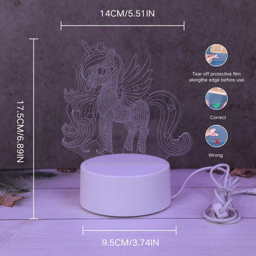 1 lámpara nocturna con forma de unicornio 3D, lámpara rosa con alimentación USB, botón de encendido visual, lámpara de mesa creativa para regalo, decoración para fiestas de Navidad, bodas, cumpleaños, luz de regalo exquisita